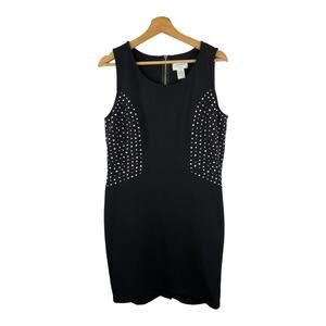 Carmen Marc Valvo Size Large LBD Black Studded Sleeveless Party Dress Stretch